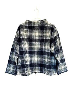 Vintage Liz Claiborne Navy Blue Plaid Mock Turtleneck Sweater